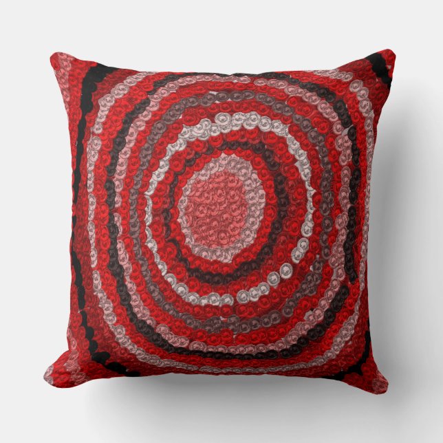 Red Designer Pattern Throw Kissen (Vorderseite)