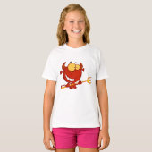 Red Devil Holding a Pitchfork Girls T - Shirt (Vorne ganz)