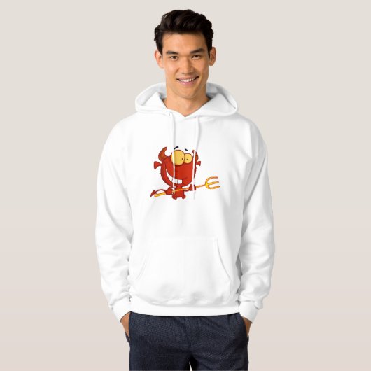 Red Devil Holding a Pitchfork Mens Hoodie (Vorne ganz)