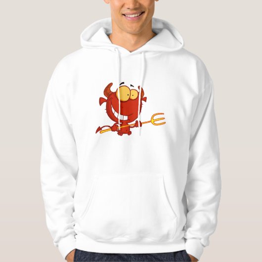 Red Devil Holding a Pitchfork Mens Hoodie (Vorderseite)