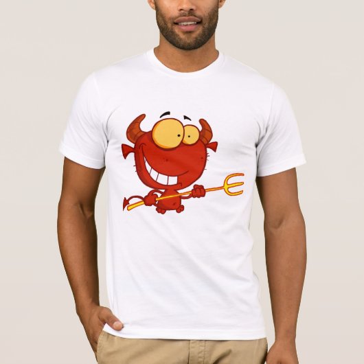 Red Devil Holding a Pitchfork Mens T - Shirt (Vorderseite)