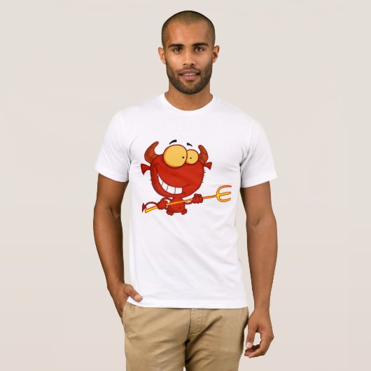 Red Devil Holding a Pitchfork Mens T - Shirt (Vorne ganz)