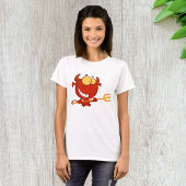 Red Devil Holding a Pitchfork Womens T - Shirt