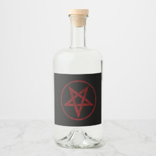 Red Devil Pentagram Alkoholflaschenetikett