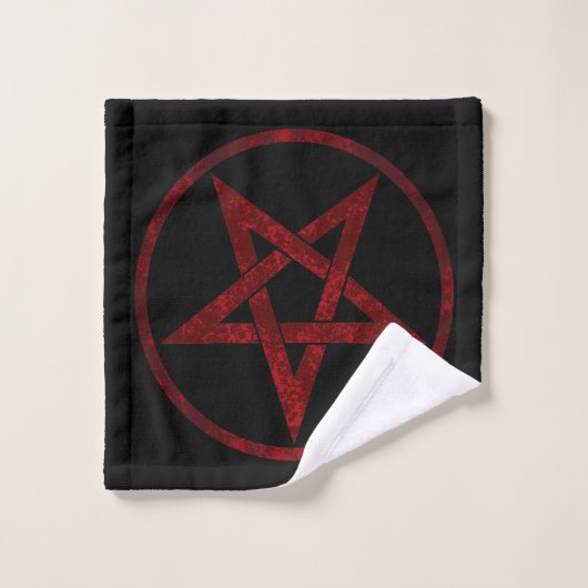 Red Devil Pentagram Badhandtuch Set (Waschlappen)