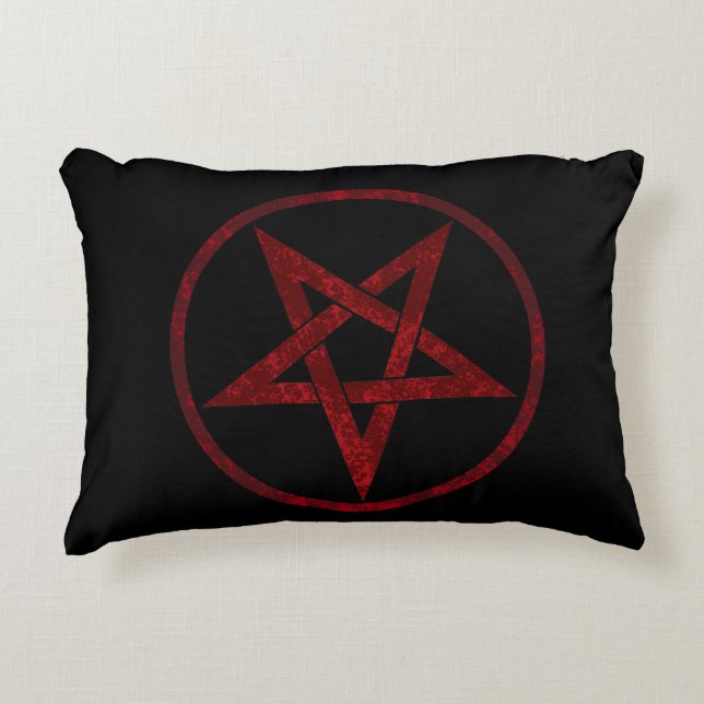 Red Devil Pentagram Dekokissen (Vorderseite)