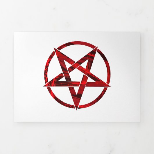 Red Devil Pentagram Dreifach Gefaltete Einladung (Cover)