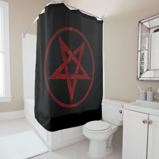 Red Devil Pentagram Duschvorhang (Beispiel)