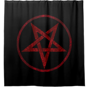 Red Devil Pentagram Duschvorhang