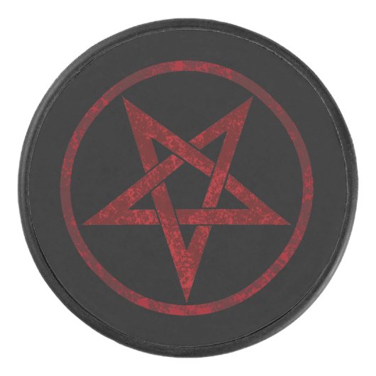 Red Devil Pentagram Eishockey Puck (Vorderseite)