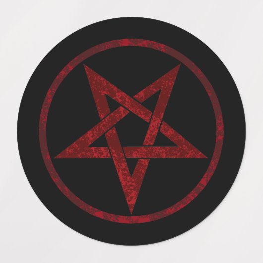 Red Devil Pentagram Etiketten (Design 1)