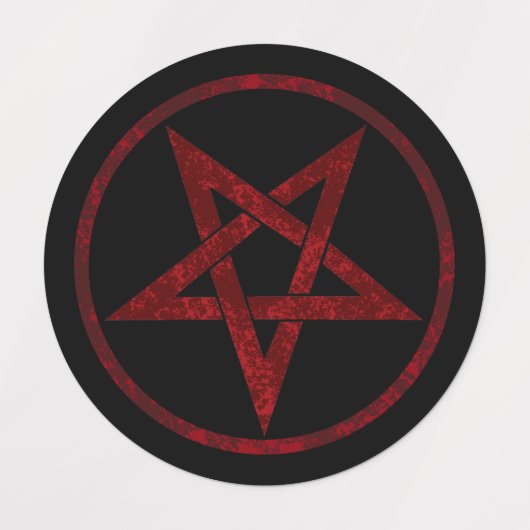 Red Devil Pentagram Etiketten (Design 2)