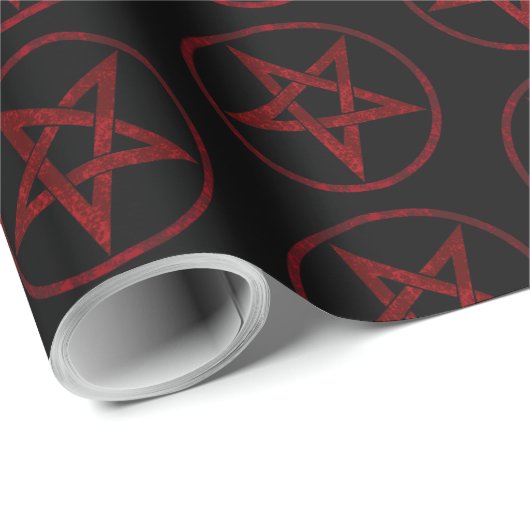 Red Devil Pentagram Geschenkpapier (Rolleneckpunkt)