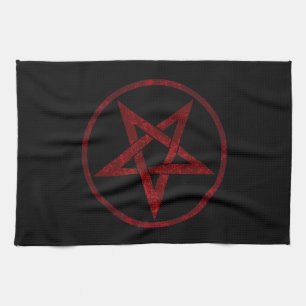 Red Devil Pentagram Geschirrtuch