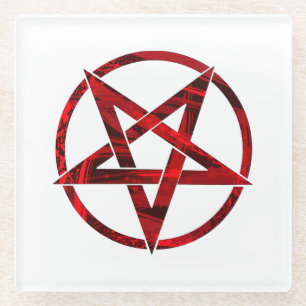 Red Devil Pentagram Glasuntersetzer