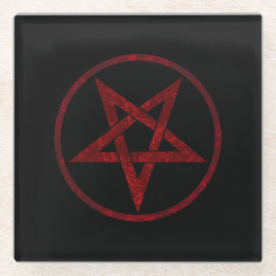 Red Devil Pentagram Glasuntersetzer