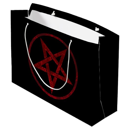 Red Devil Pentagram Große Geschenktüte (Rückseite Schrägansicht)