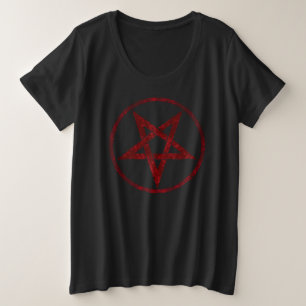 Red Devil Pentagram Große Größe T-Shirt