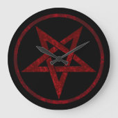 Red Devil Pentagram Große Wanduhr (Vorderseite)