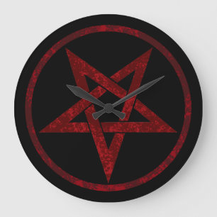 Red Devil Pentagram Große Wanduhr