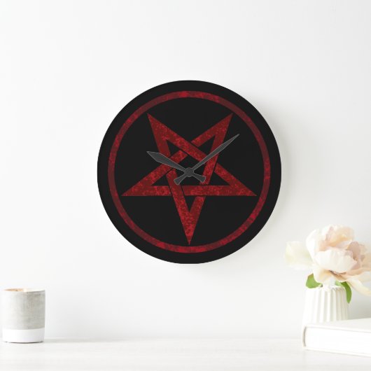 Red Devil Pentagram Große Wanduhr (Zuhause)