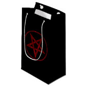 Red Devil Pentagram Kleine Geschenktüte (Vorderseite Schrägansicht)