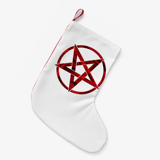 Red Devil Pentagram Kleiner Weihnachtsstrumpf (Vorderansicht (hängend))