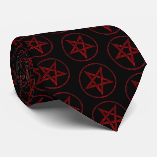 Red Devil Pentagram Krawatte (Gerollt)