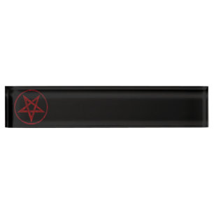 Red Devil Pentagram Namensplakette
