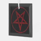 Red Devil Pentagram Ornament Aus Glas (Vorderseite links)