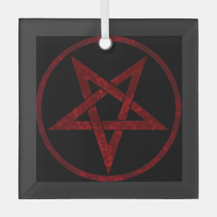Red Devil Pentagram Ornament Aus Glas