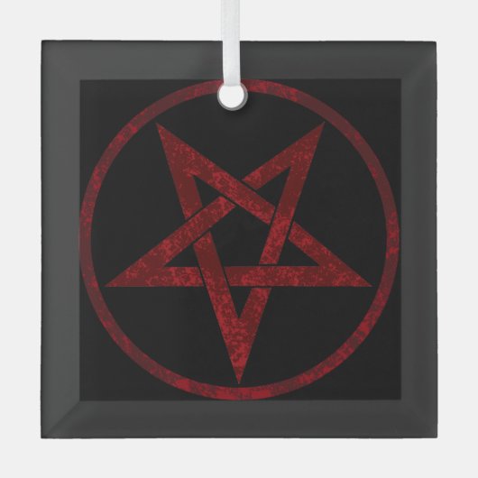 Red Devil Pentagram Ornament Aus Glas (Vorderseite)