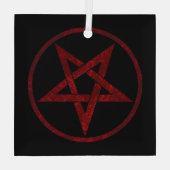 Red Devil Pentagram Ornament Aus Glas (Rückseite)