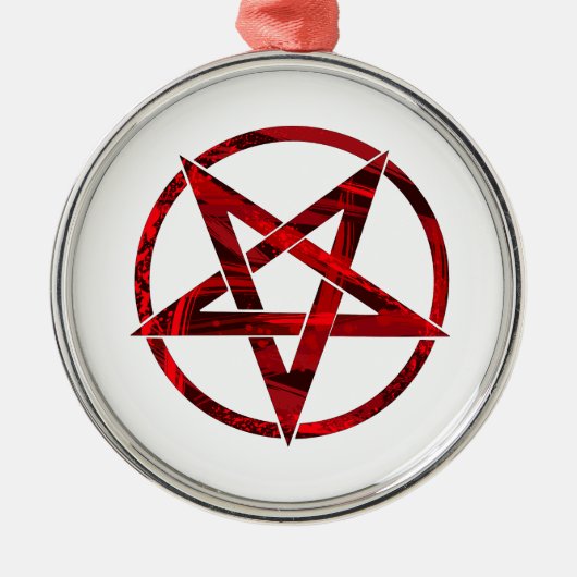 Red Devil Pentagram Ornament Aus Metall (Vorne)
