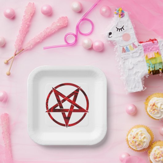 Red Devil Pentagram Pappteller (Party)
