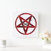 Red Devil Pentagram Quadratische Wanduhr (Zuhause)