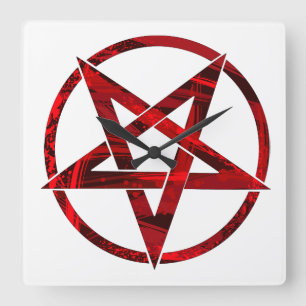 Red Devil Pentagram Quadratische Wanduhr