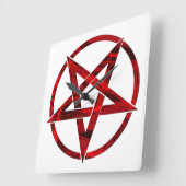 Red Devil Pentagram Quadratische Wanduhr (Winkel)