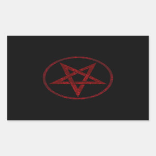 Red Devil Pentagram Rechteckiger Aufkleber