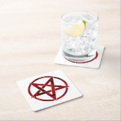 Red Devil Pentagram Rechteckiger Pappuntersetzer (Vor Ort)