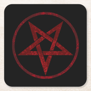 Red Devil Pentagram Rechteckiger Pappuntersetzer