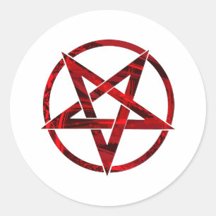 Red Devil Pentagram Runder Aufkleber