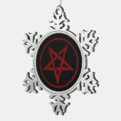 Red Devil Pentagram Schneeflocken Zinn-Ornament (Rechts)