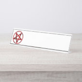Red Devil Pentagram Schreibtischnamensplakette (Vorderseite )