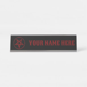 Red Devil Pentagram Schreibtischnamensplakette