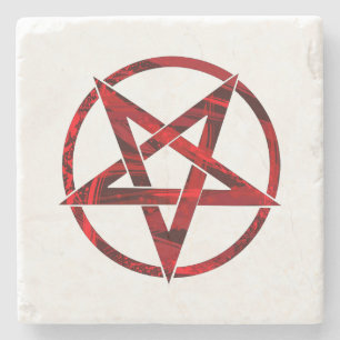 Red Devil Pentagram Steinuntersetzer