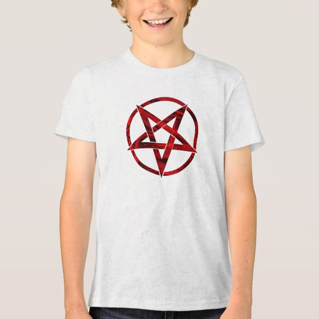 Red Devil Pentagram Tri-Blend Shirt (Vorderseite)