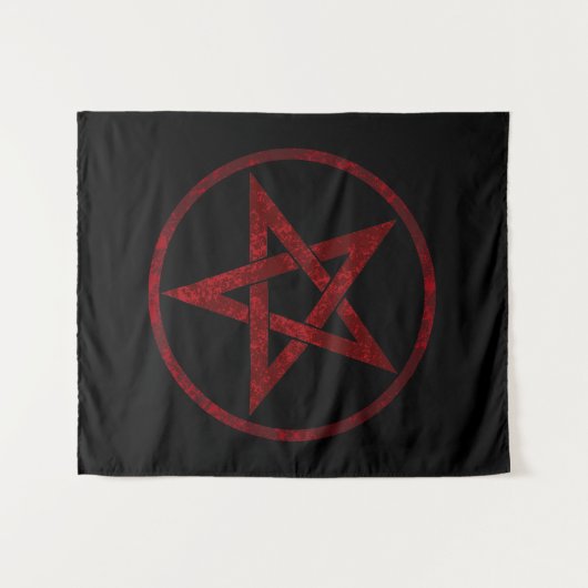 Red Devil Pentagram Wandteppich (Vorderseite (Horizontal))