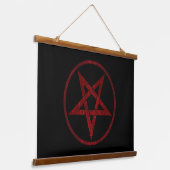 Red Devil Pentagram Wandteppich Mit Holzrahmen (Gewinkelt)