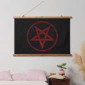 Red Devil Pentagram Wandteppich Mit Holzrahmen (Schlafzimmer)